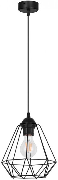 Light for home - Závěsné svítidlo na lanku s kovovým stínítkem LH003 "DIAMOND LOFT CORRAL", 1x60W, E27, Černá