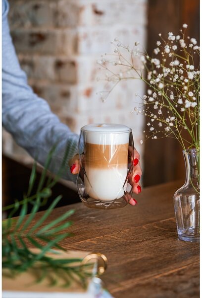 Sada 2 dvoustěnných sklenic na latté Vialli Design Geo, 350 ml