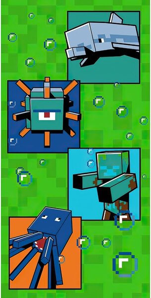 Carbotex Dětská plážová osuška MINECRAFT FIGHT AND SURVIVE, zelená, froté, 70x140cm