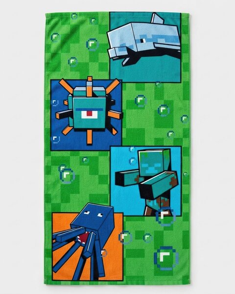 Carbotex Dětská plážová osuška MINECRAFT FIGHT AND SURVIVE, zelená, froté, 70x140cm