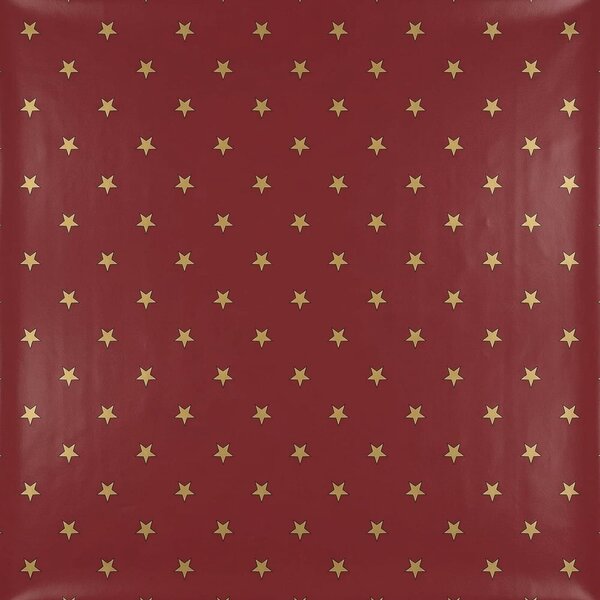 Euromat ubrus PVC s textilním podkladem vánoční 1280-03 FLORISTA, zlaté hvězdy na červené, š.140cm (metráž)