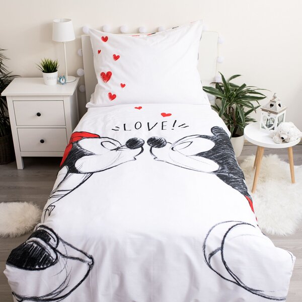 Jerry Fabrics Bavlněné povlečení 140x200 + 70x90 cm - Mickey a Minnie "Love 04"
