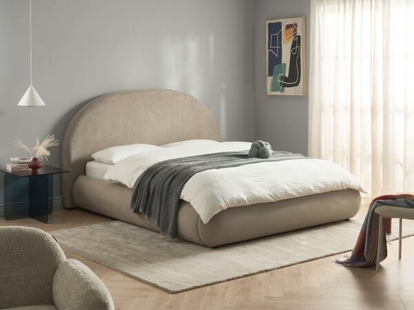 Postel s úložným prostorem Tkanina GRASSE 160 x 200 cm Taupe