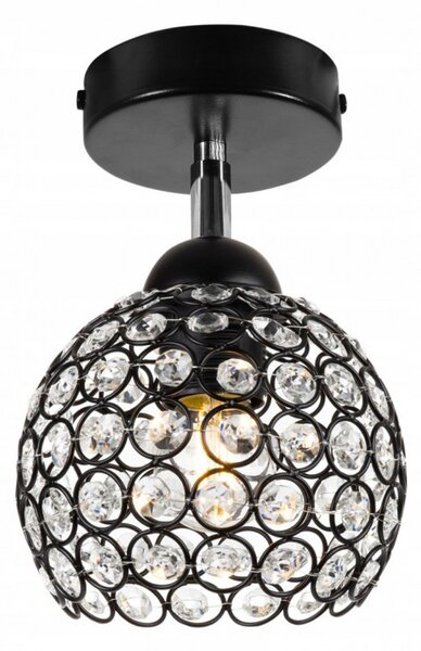 Light for home - Elegantní stropní svítidlo s krystaly CRYSTAL 2222/KP, 1x60W, E27, Černá