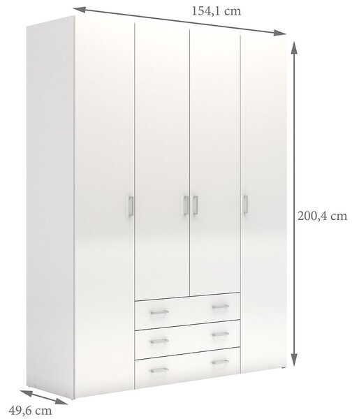 Šatní skříň Space 70410 bílá/bílý lesk - Tvilum