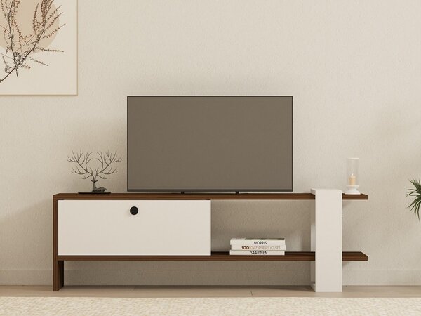 TV stolek/skříňka Dutudo (ořech + bílá). Akce -19%