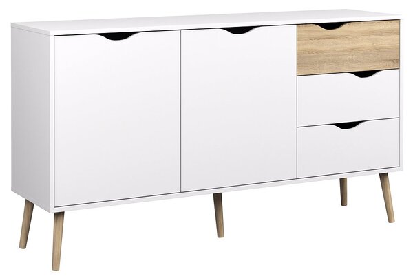Retro komoda Oslo 75381 bílá/struktura dubu - Tvilum