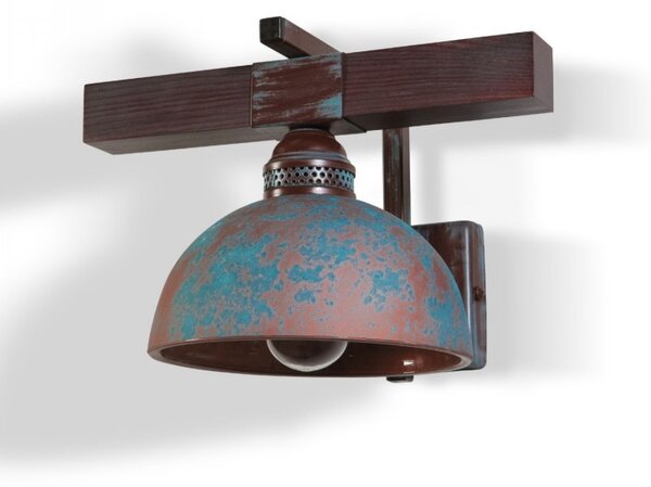 Light for home - Kovové nástěnné svítidlo v hnědé barvě a skleněným stínidlem. 40311 "Virioni", 1x60W, E27, hnědá, měď