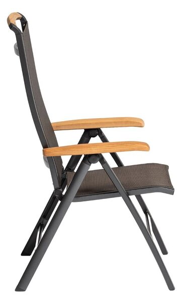 KETTLER MEMPHIS TEAK polohovací, hliníkové křeslo s teakovými područkami - antracit / bronzová