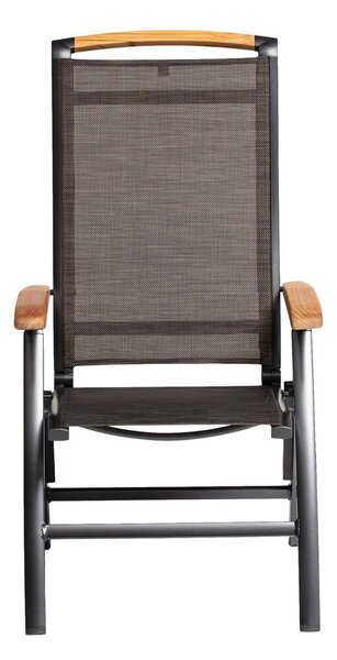 KETTLER MEMPHIS TEAK polohovací, hliníkové křeslo s teakovými područkami - antracit / bronzová