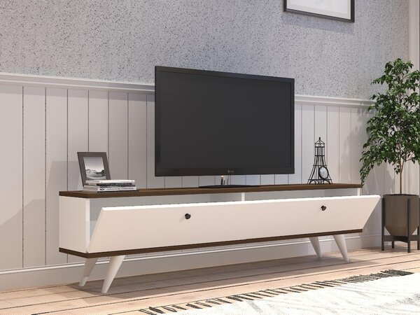 TV stolek/skříňka Tamoku (bílá + ořech). Akce -15%