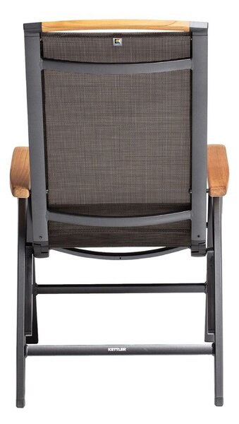 KETTLER MEMPHIS TEAK polohovací, hliníkové křeslo s teakovými područkami - antracit / bronzová