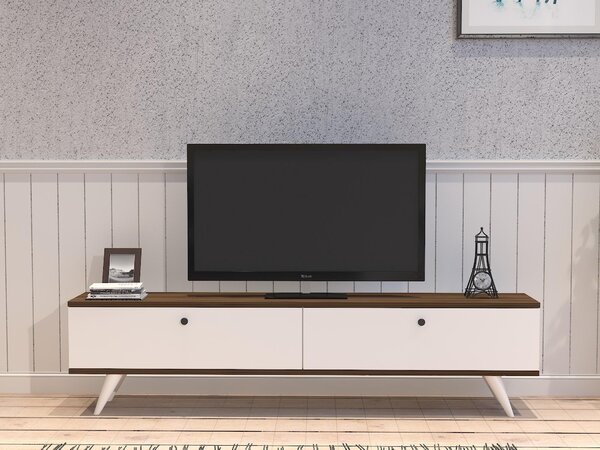 TV stolek/skříňka Tamoku (bílá + ořech). Akce -15%