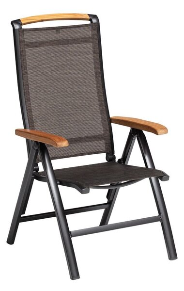 KETTLER MEMPHIS TEAK polohovací, hliníkové křeslo s teakovými područkami - antracit / bronzová