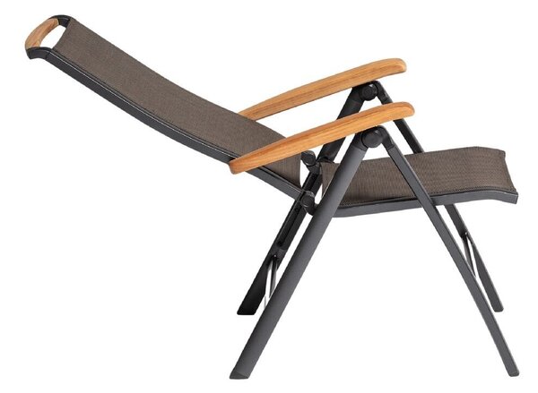 KETTLER MEMPHIS TEAK polohovací, hliníkové křeslo s teakovými područkami - antracit / bronzová