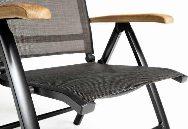 KETTLER MEMPHIS TEAK polohovací, hliníkové křeslo s teakovými područkami - antracit / bronzová