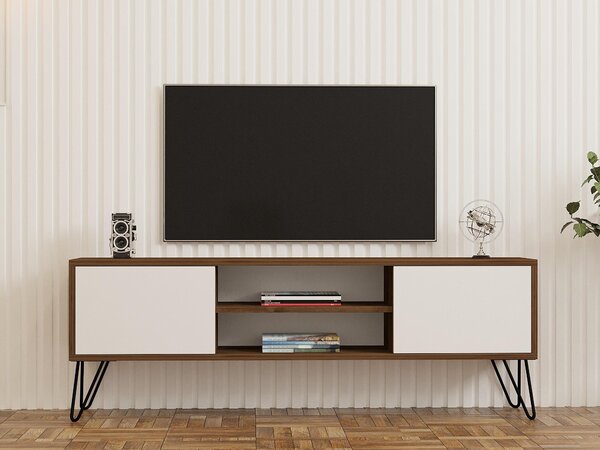 TV stolek/skříňka Donoko (ořech + bílá). Akce -24%