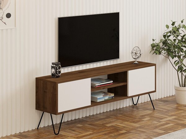 TV stolek/skříňka Donoko (ořech + bílá). Akce -24%