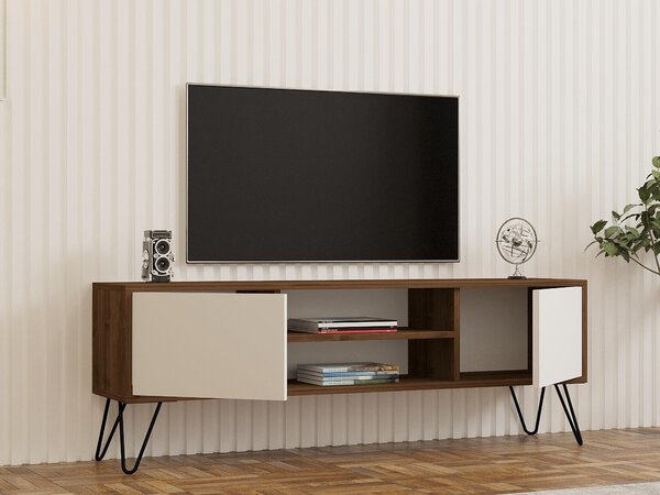 TV stolek/skříňka Donoko (ořech + bílá). Akce -24%