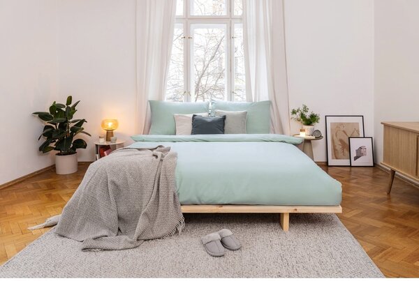 Zelené povlečení na dvoulůžko z mikrosaténu 200x200 cm Basic – Bonami Essentials