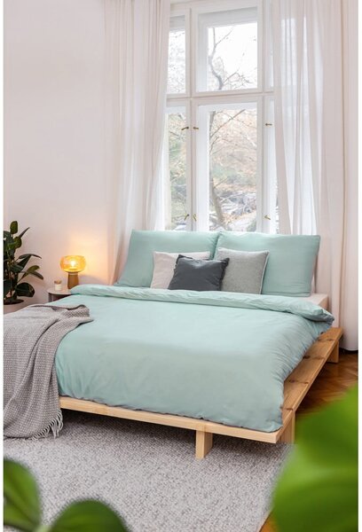Zelené povlečení na dvoulůžko z mikrosaténu 200x200 cm Basic – Bonami Essentials