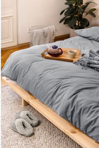 Šedé povlečení na dvoulůžko z mikrosaténu 200x200 cm Basic – Bonami Essentials