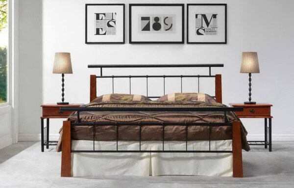 Casarredo - Komfort nábytek Kovová postel HIERO 180x200, antická třešeň/černý kov