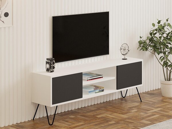 TV stolek/skříňka Donoko (bílá + antracit). Akce -26%