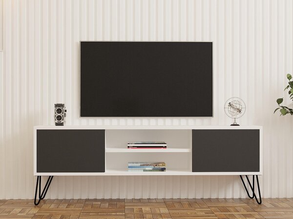 TV stolek/skříňka Donoko (bílá + antracit). Akce -26%