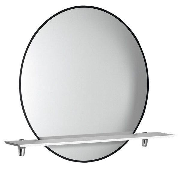 SHARON kulaté LED podsvícené zrcadlo, průměr 80cm s policí, černá mat
