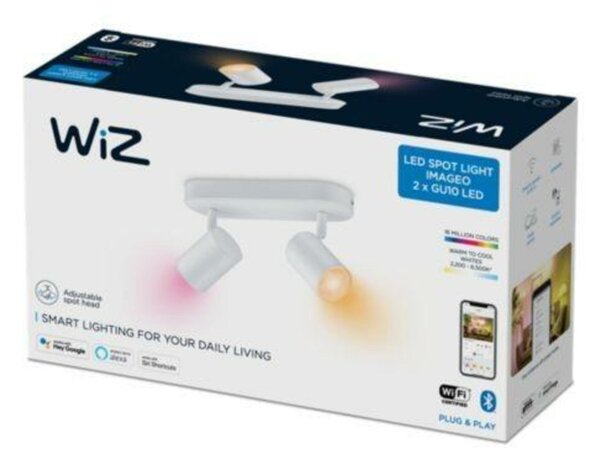 Philips Stropní bodové svítidlo WiZ IMAGEO 8719514551893 LED GU10 2x4,9W 2x345lm 2200-6500K RGB IP20 CRI90 bílé, stmívatelné