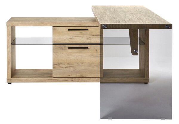 ROHOVÝ PSACÍ STŮL, barvy dubu, 141,8/140/74 cm MID.YOU - Online Only psací stoly, Online Only