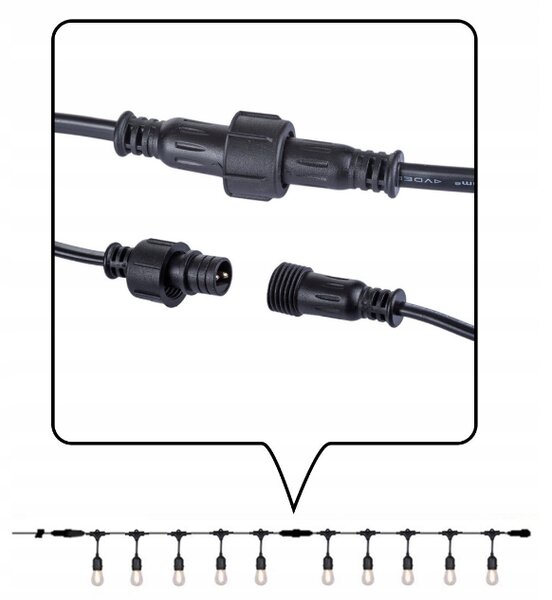 EcoPLANET Zahradní girlanda 5m + 6x 1W LED žárovka