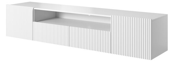 Závěsný TV stolek Nicole 200 cm s výklenkem - bílá / bílý mat