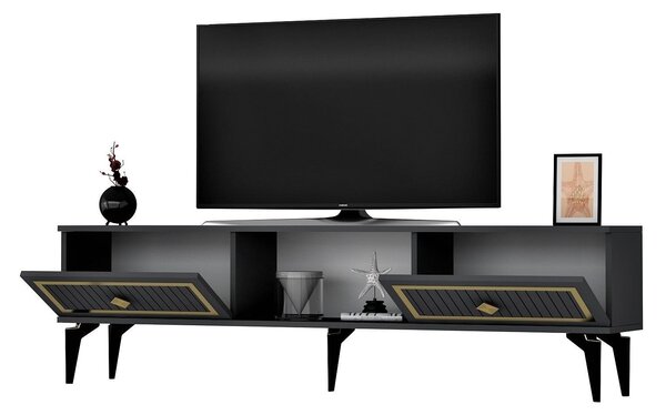 TV stolek/skříňka Kututa 2 (antracit + zlatá)