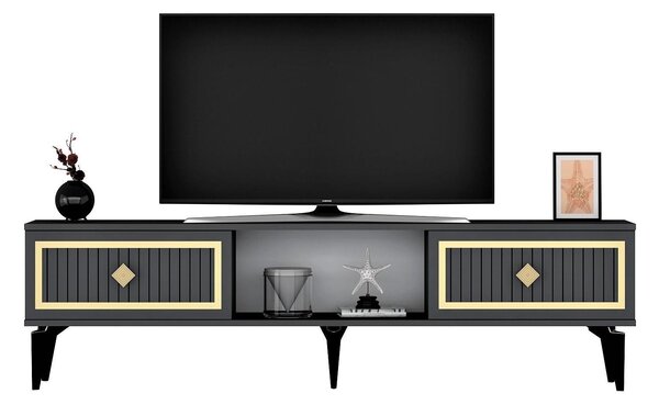 TV stolek/skříňka Kututa 2 (antracit + zlatá)