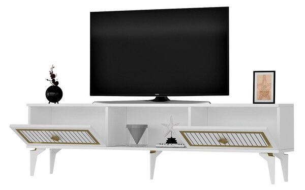 TV stolek/skříňka Kututa 2 (bílá + zlatá)