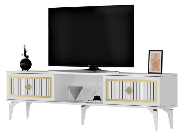 TV stolek/skříňka Kututa 2 (bílá + zlatá)