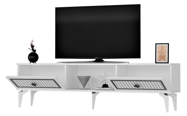 TV stolek/skříňka Kututa 2 (bílá + stříbrná)