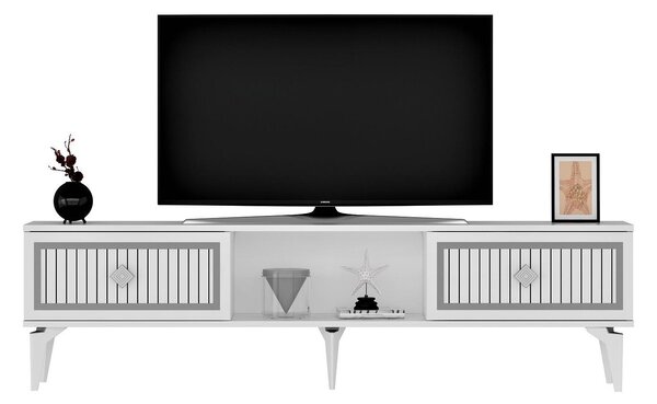 TV stolek/skříňka Kututa 2 (bílá + stříbrná)