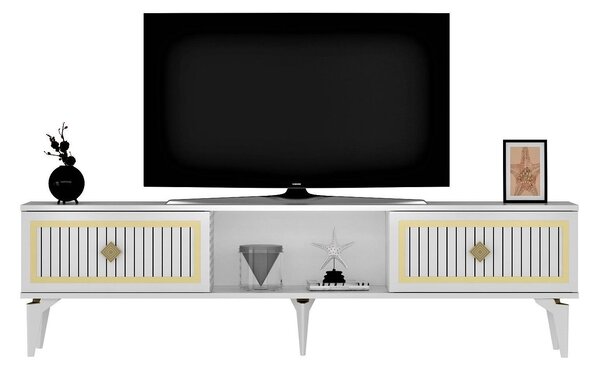 TV stolek/skříňka Kututa 2 (bílá + zlatá)