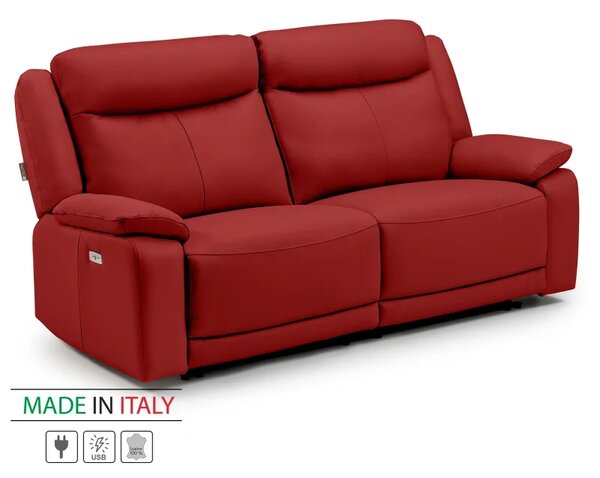 Kožená pohovka CONTINENTAL s elektrickou funkcí relax 2P, elektrické, červená (rosso 304)