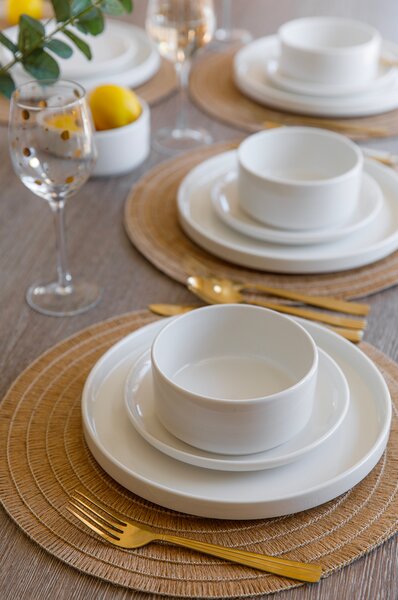 Sada talířů Mikasa Camberlie 12 ks, bílý porcelán MKCAM12PC
