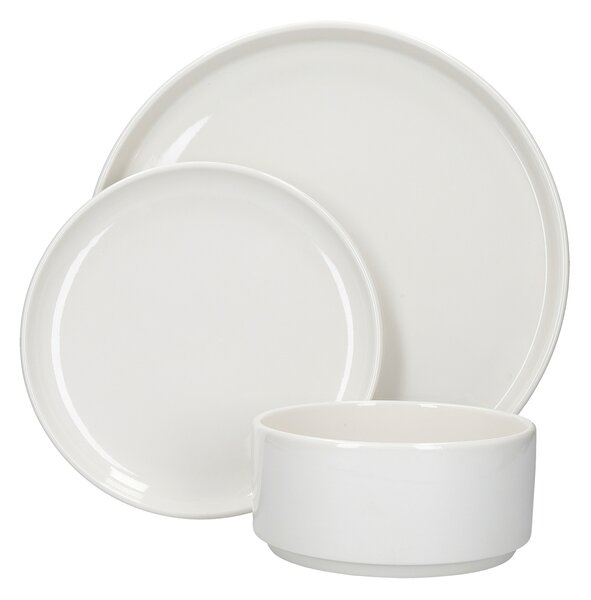 Sada talířů Mikasa Camberlie 12 ks, bílý porcelán MKCAM12PC