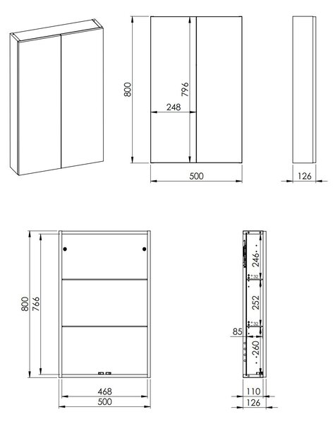 Elita For All skříňka 50x12.6x80 cm boční závěsná zelená RE140500067010
