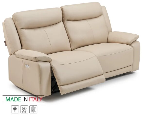 Kožená pohovka CONTINENTAL s elektrickou funkcí relax 2P, elektrické, cappuccino (cappuccino 313)