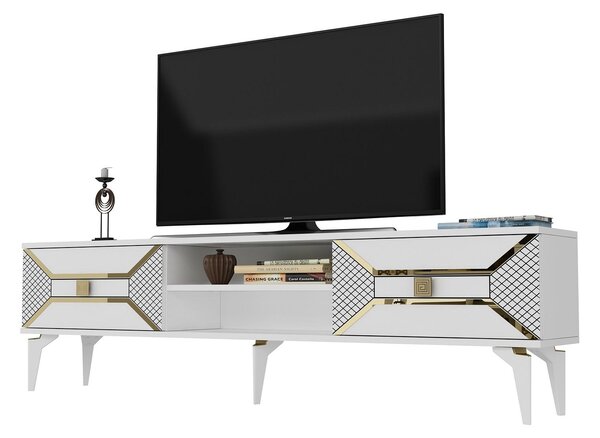 TV stolek/skříňka Velono (bílá + zlatá)