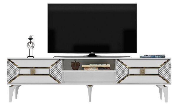 TV stolek/skříňka Velono (bílá + zlatá)