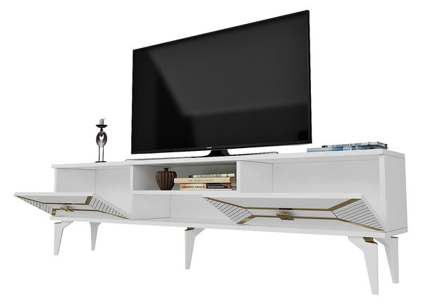 TV stolek/skříňka Velono (bílá + zlatá)