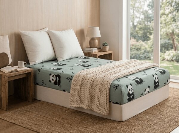 Prostěradlo z mikrovlákna PANDA RELAX mentolové 90x200 cm